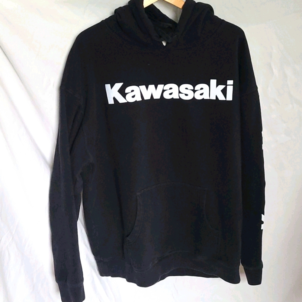 KAWASAKI MEN'S XLARGE BLACK HOODED SWEATSHIRT